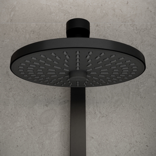 Immagine di Ideal Standard ALU+ soffione rotondo Ø 26 cm, a 2 funzioni, con selettore manuale, colore nero seta finitura opaco BD581XG