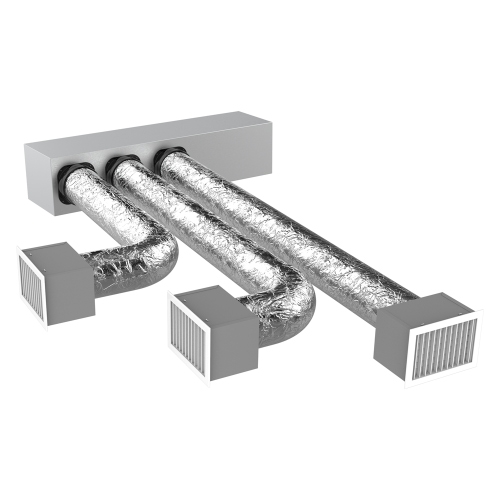 Immagine di Tecnosystemi Kit Svelto 3 zone Ø 15 cm, plenum in lamiera, bocchette ad alette regolabili per Mitsubishi SEZ-M 60/71 PWD300856
