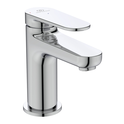 Immagine di Ideal Standard CERAFINE O miscelatore monocomando H.13 cm per lavabo, senza asta di comando e scarico piletta, con sistema BlueStart, finitura cromo BD766AA