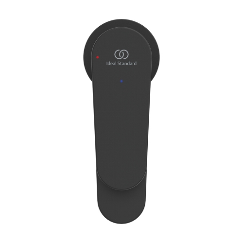 Immagine di Ideal Standard CERAFINE O miscelatore monocomando H.13 cm per lavabo, senza asta di comando e scarico piletta, con sistema BlueStart, colore nero finitura opaco BD766XG