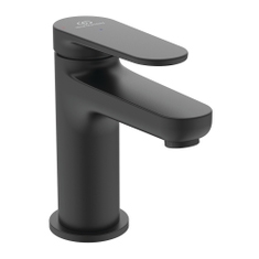 Immagine di Ideal Standard CERAFINE O miscelatore monocomando H.13 cm per lavabo, senza asta di comando e scarico piletta, con sistema BlueStart, colore nero finitura opaco BD766XG