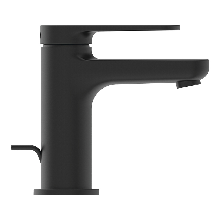 Immagine di Ideal Standard CERAFINE O miscelatore monocomando H.13 cm per lavabo, con asta di comando e scarico piletta da 1-1/4", con sistema BlueStart, colore nero finitura opaco BD767XG