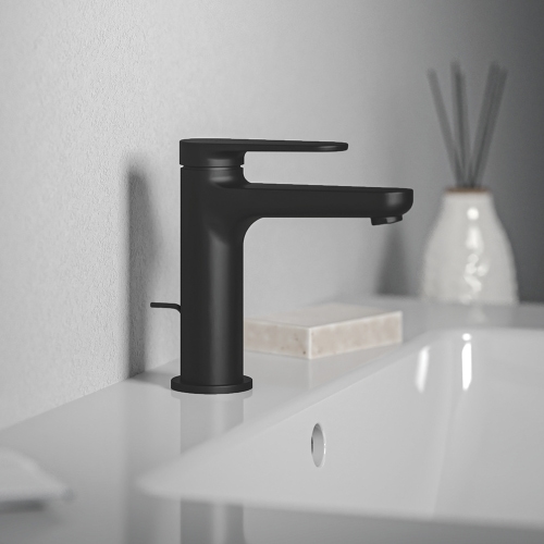 Immagine di Ideal Standard CERAFINE O miscelatore monocomando H.15 cm per lavabo, con asta di comando e scarico piletta da 1-1/4", colore nero finitura opaco BD908XG
