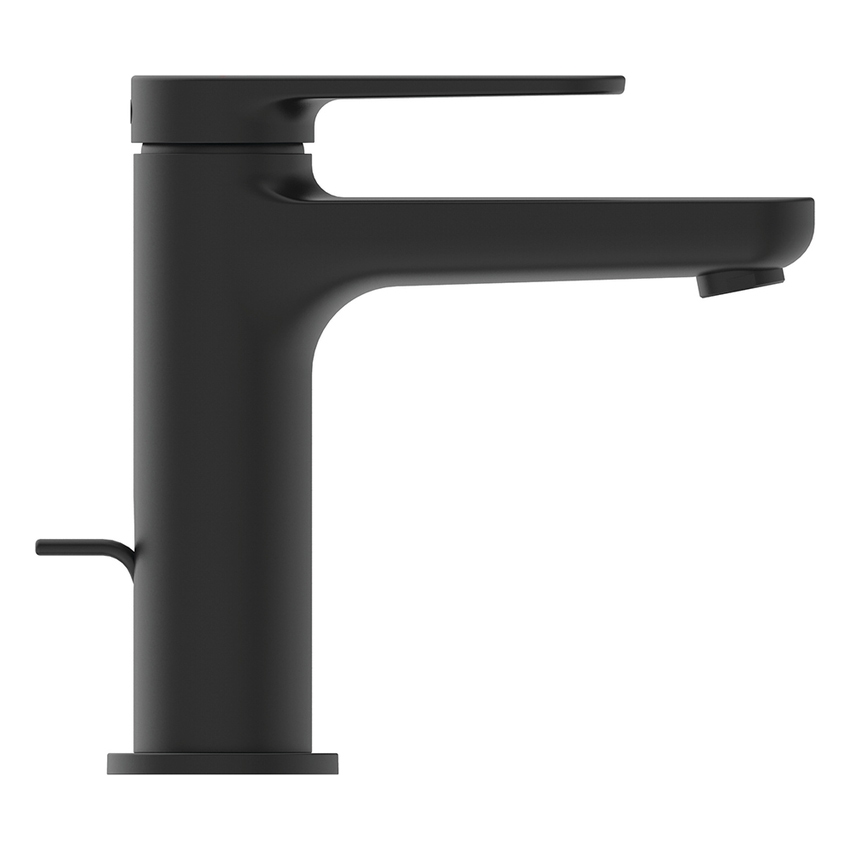 Immagine di Ideal Standard CERAFINE O miscelatore monocomando H.15 cm per lavabo, con asta di comando, scarico piletta da 1-1/4" e sistema BlueStart, colore nero finitura opaco BD769XG