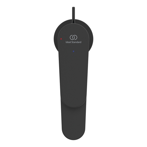 Immagine di Ideal Standard CERAFINE O miscelatore monocomando H.15 cm per lavabo, con asta di comando, scarico piletta da 1-1/4" e sistema BlueStart, colore nero finitura opaco BD769XG