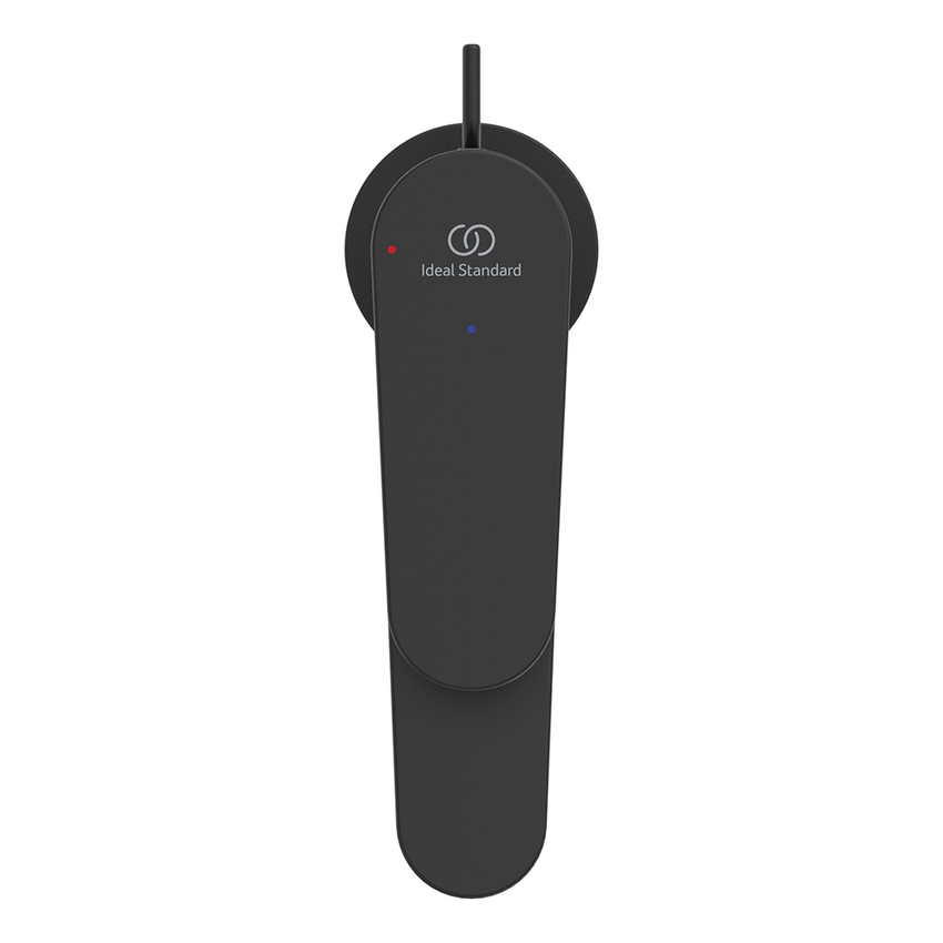 Immagine di Ideal Standard CERAFINE O miscelatore monocomando H.15 cm per lavabo, con asta di comando, scarico piletta da 1-1/4" e sistema BlueStart, colore nero finitura opaco BD769XG