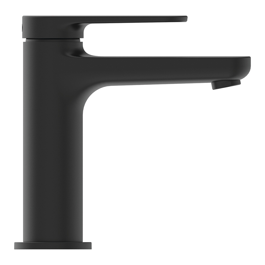 Immagine di Ideal Standard CERAFINE O miscelatore monocomando H.15 cm per lavabo, senza asta di comando e scarico piletta, sistema BlueStart, colore nero finitura opaco BD768XG