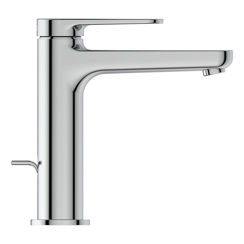Immagine di Ideal Standard CERAFINE O miscelatore monocomando H.17 cm per lavabo, con asta di comando e scarico piletta da 1-1/4", finitura cromo BD909AA