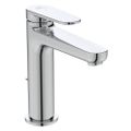 Immagine di Ideal Standard CERAFINE O miscelatore monocomando H.17 cm per lavabo, con asta di comando e scarico piletta da 1-1/4", con sistema BlueStart, finitura cromo BD771AA