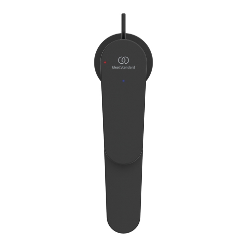 Immagine di Ideal Standard CERAFINE O miscelatore monocomando H.17 cm per lavabo, con asta di comando e scarico piletta da 1-1/4", con sistema BlueStart, colore nero finitura opaco BD771XG