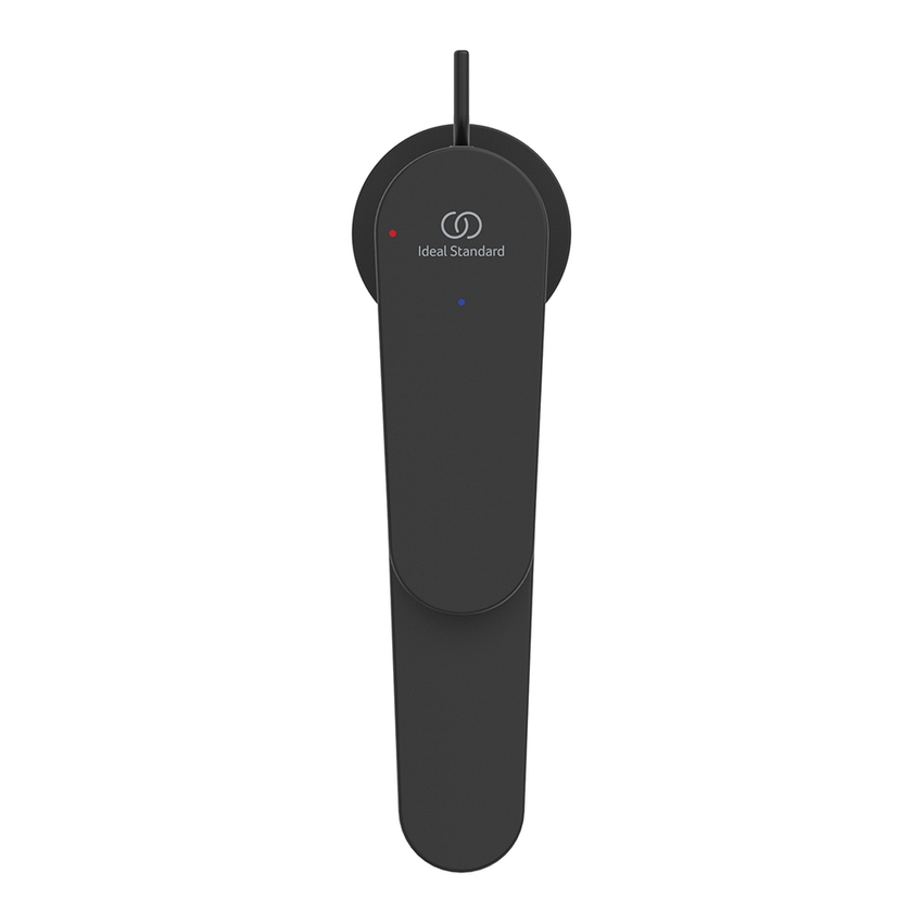 Immagine di Ideal Standard CERAFINE O miscelatore monocomando H.17 cm per lavabo, con asta di comando e scarico piletta da 1-1/4", con sistema BlueStart, colore nero finitura opaco BD771XG