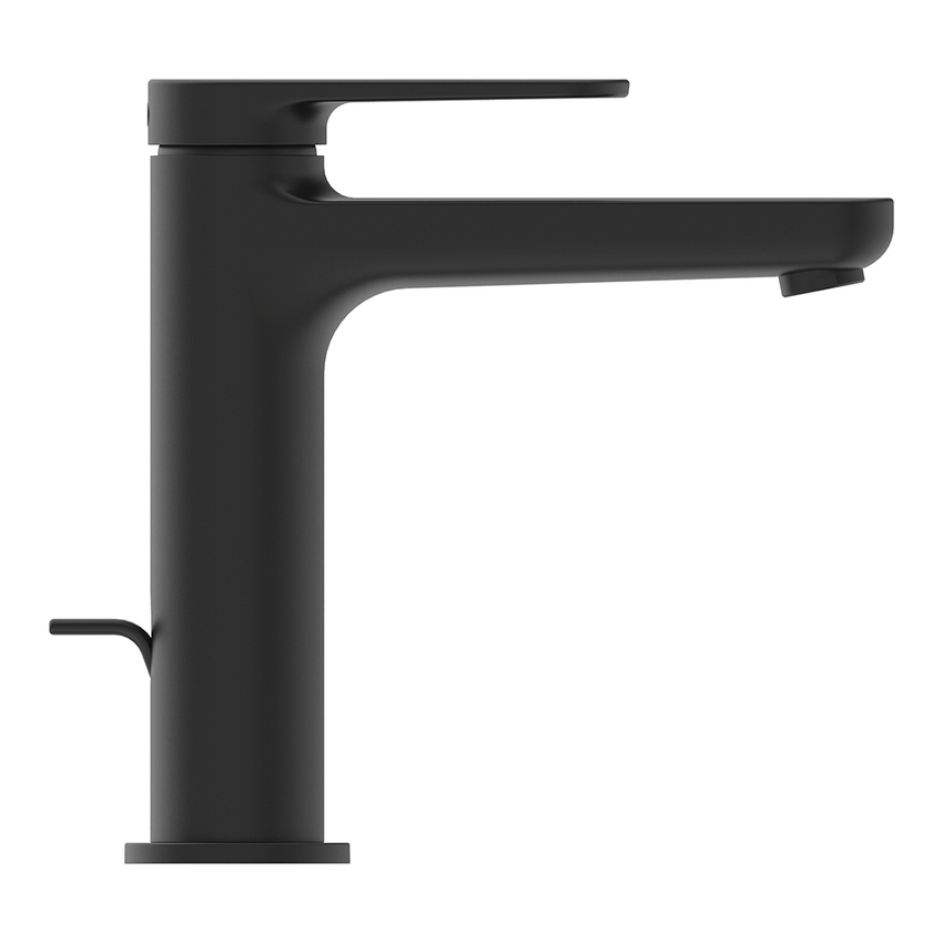 Immagine di Ideal Standard CERAFINE O miscelatore monocomando H.17 cm per lavabo, con asta di comando e scarico piletta da 1-1/4", con sistema BlueStart, colore nero finitura opaco BD771XG