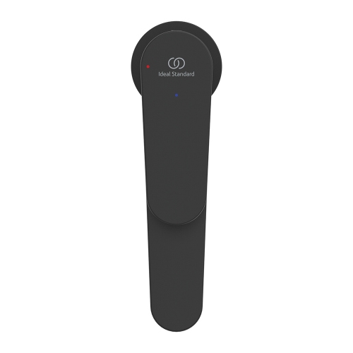 Immagine di Ideal Standard CERAFINE O miscelatore monocomando H.17 cm per lavabo, senza asta di comando e scarico piletta, con sistema BlueStart, colore nero finitura opaco BD770XG