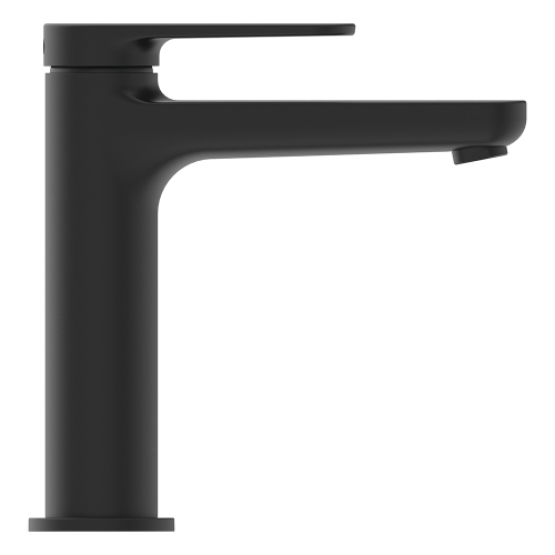 Immagine di Ideal Standard CERAFINE O miscelatore monocomando H.17 cm per lavabo, senza asta di comando e scarico piletta, con sistema BlueStart, colore nero finitura opaco BD770XG