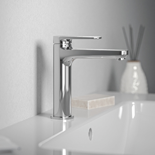 Immagine di Ideal Standard CERAFINE O miscelatore monocomando H.17 cm per lavabo, scarico piletta Click-Clack e sistema BlueStart, finitura cromo BD772AA