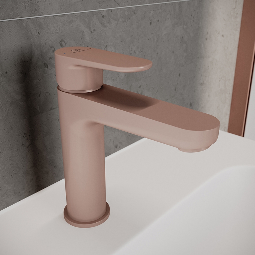 Immagine di Ideal Standard CERAFINE O miscelatore monocomando H.18 cm per lavabo, scarico piletta Click-Clack, finitura rosè BD131RO