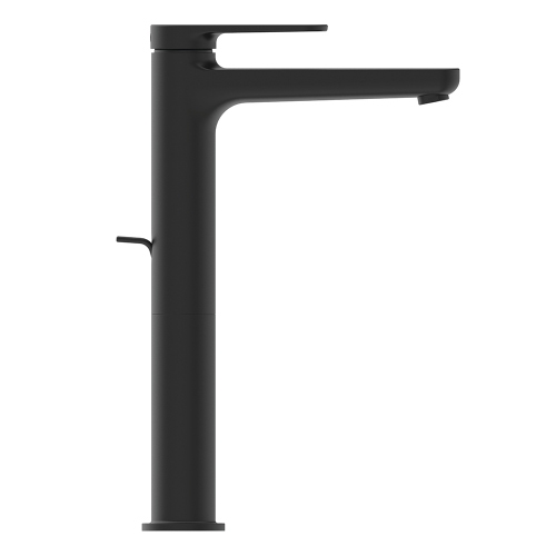 Immagine di Ideal Standard CERAFINE O miscelatore monocomando H.29 cm per lavabo, con asta di comando e scarico piletta da 1-1/4", con sistema BlueStart, colore nero finitura opaco BD774XG