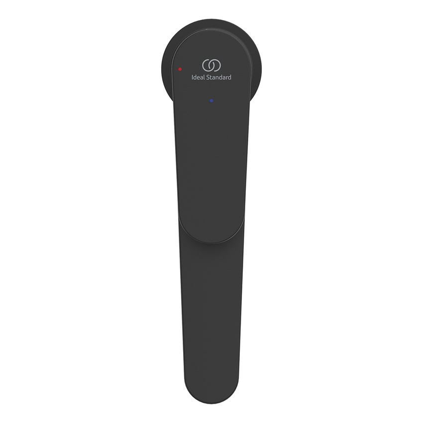 Immagine di Ideal Standard CERAFINE O miscelatore monocomando H.29 cm per lavabo, senza asta di comando e scarico piletta, con sistema BlueStart, colore nero finitura opaco BD773XG