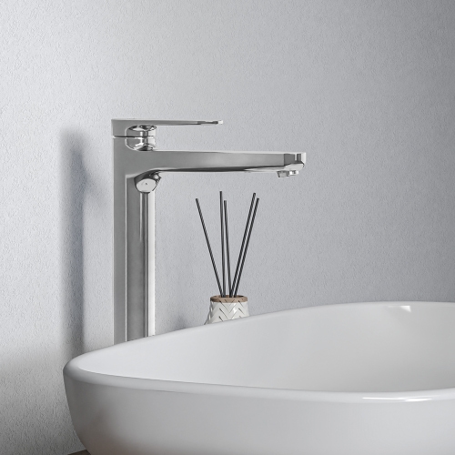 Immagine di Ideal Standard CERAFINE O miscelatore monocomando H.29 cm per lavabo, scarico piletta Click-Clack, con sistema BlueStart, finitura cromo BD966AA