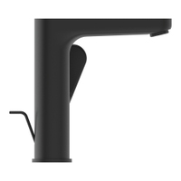 Immagine di Ideal Standard CERAFINE O miscelatore monocomando per lavabo, con asta di comando e scarico piletta da 1-1/4", comando laterale, colore nero finitura opaco BC703XG