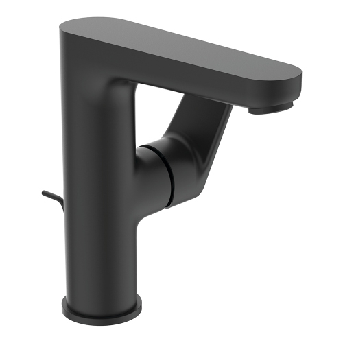 Immagine di Ideal Standard CERAFINE O miscelatore monocomando per lavabo, con asta di comando e scarico piletta da 1-1/4", comando laterale, colore nero finitura opaco BC703XG