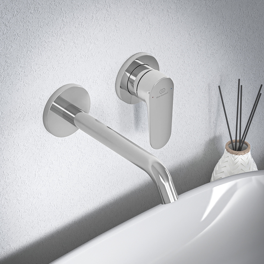 Immagine di Ideal Standard CERAFINE O miscelatore monocomando P.19 cm per lavabo, a parete, senza corpo incasso, finitura cromo BD776AA