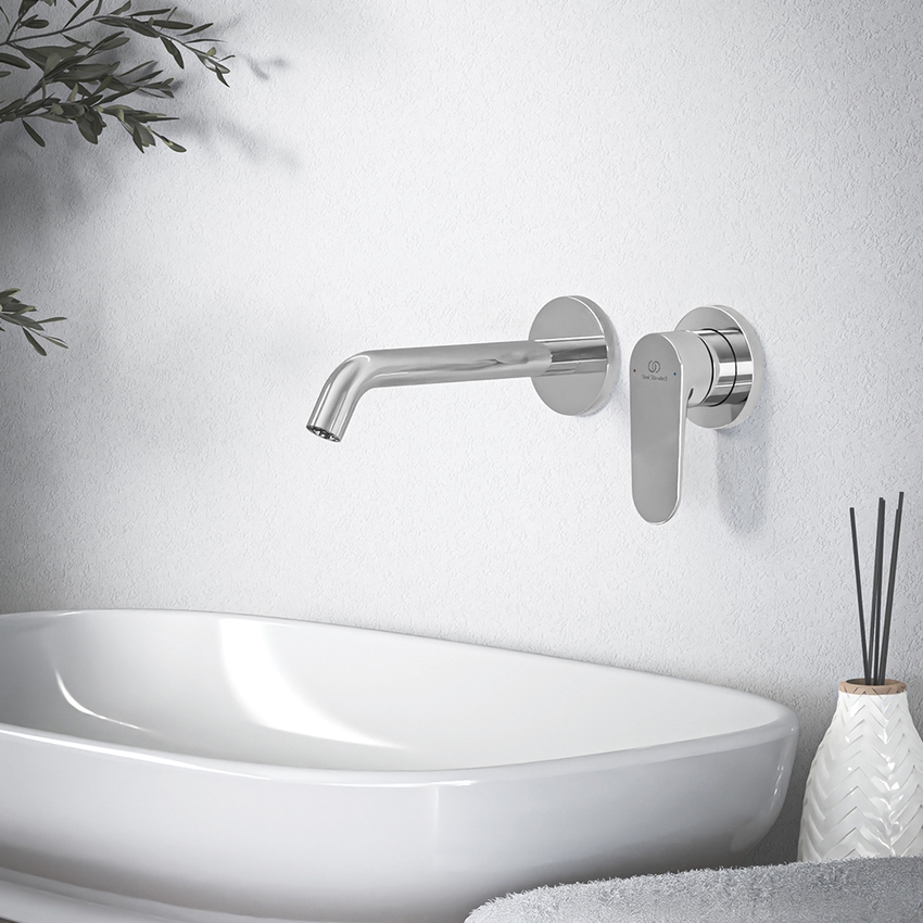 Immagine di Ideal Standard CERAFINE O miscelatore monocomando P.19 cm per lavabo, a parete, senza corpo incasso, finitura cromo BD776AA