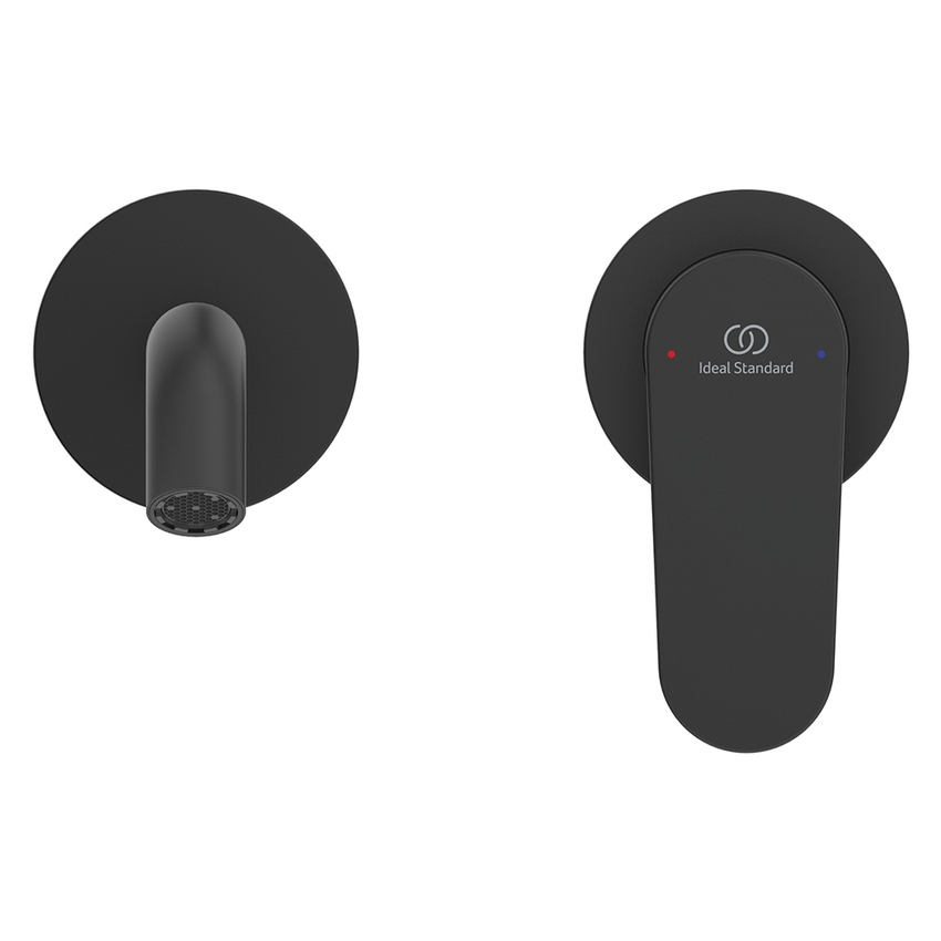 Immagine di Ideal Standard CERAFINE O miscelatore monocomando P.19 cm per lavabo, a parete, senza corpo incasso, colore nero finitura opaco BD776XG