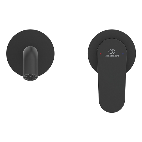 Immagine di Ideal Standard CERAFINE O miscelatore monocomando P.23 cm per lavabo, a parete, senza corpo incasso, colore nero finitura opaco BD911XG