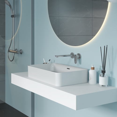 Immagine di Ideal Standard CERAFINE O miscelatore monocomando a parete P.22 cm per lavabo, con limitatore di temperatura, senza corpo incasso, finitura cromo BD133AA