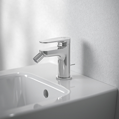 Immagine di Ideal Standard CERAFINE O miscelatore monocomando P.13 cm per bidet, con asta di comando e scarico piletta da 1-1/4", finitura cromo BD775AA