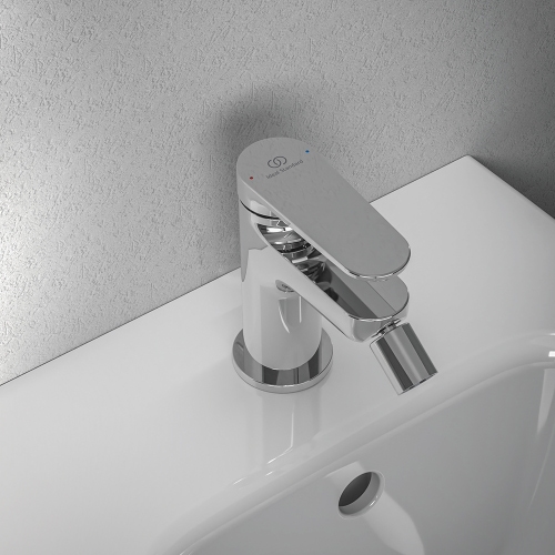 Immagine di Ideal Standard CERAFINE O miscelatore monocomando P.13 cm per bidet, scarico piletta Click-Clack, finitura cromo BD910AA