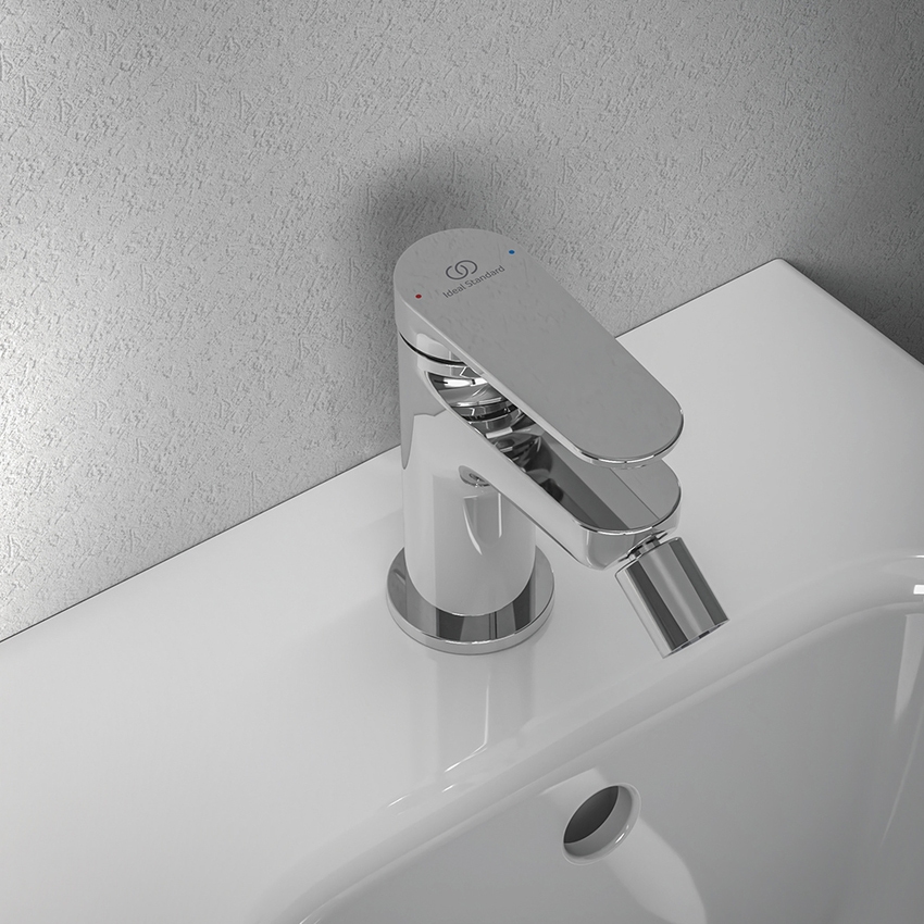 Immagine di Ideal Standard CERAFINE O miscelatore monocomando P.13 cm per bidet, scarico piletta Click-Clack, finitura cromo BD910AA