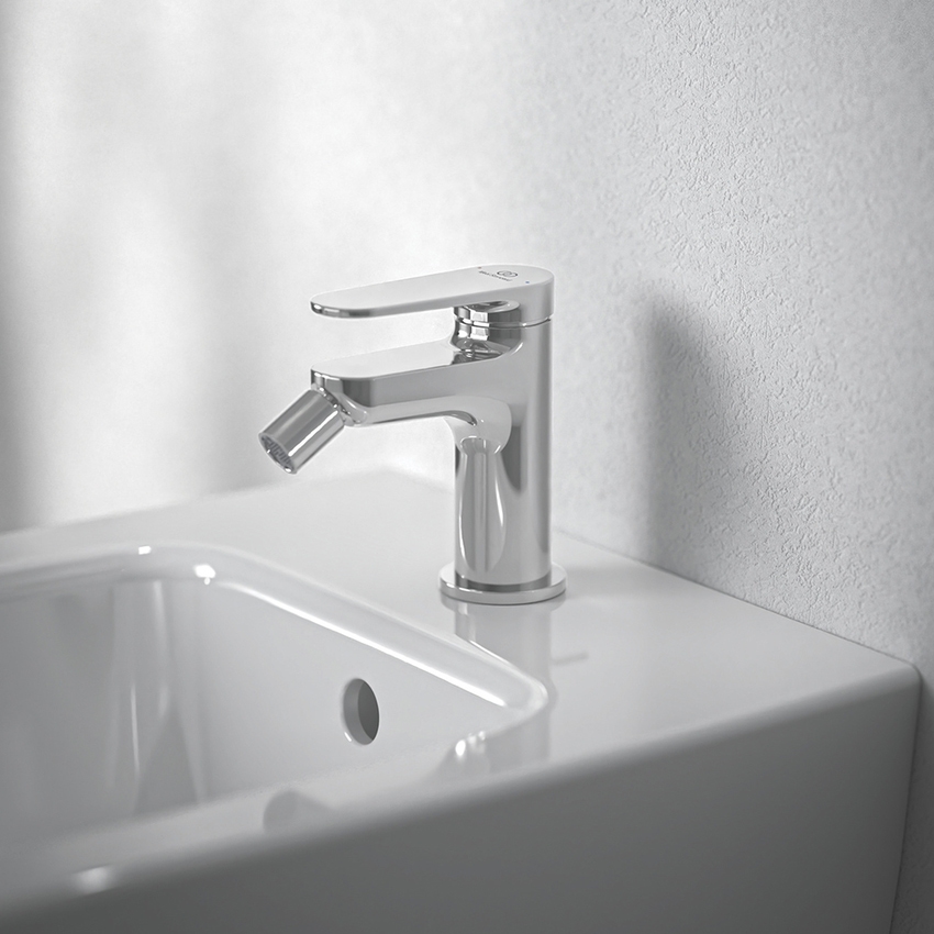 Immagine di Ideal Standard CERAFINE O miscelatore monocomando P.13 cm per bidet, scarico piletta Click-Clack, finitura cromo BD910AA