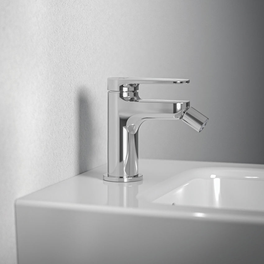 Immagine di Ideal Standard CERAFINE O miscelatore monocomando P.13 cm per bidet, scarico piletta Click-Clack, finitura cromo BD910AA