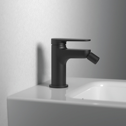 Immagine di Ideal Standard CERAFINE O miscelatore monocomando P.13 cm per bidet, scarico piletta Click-Clack, colore nero finitura opaco BD910XG