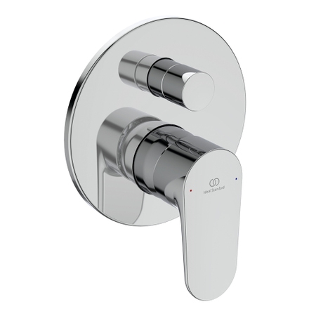 Immagine di Ideal Standard CERAFINE O miscelatore monocomando ad incasso per doccia 2 vie, senza corpo incasso, con limitatore della temperatura e deviatore, finitura cromo A7195AA