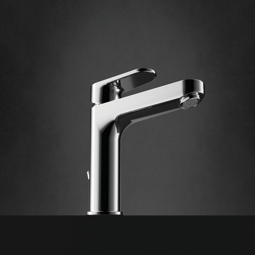 Immagine di Ideal Standard CERAFINE O miscelatore monocomando per lavabo H.18 cm, con asta di comando e scarico piletta da 1-1/4", finitura cromo BC699AA