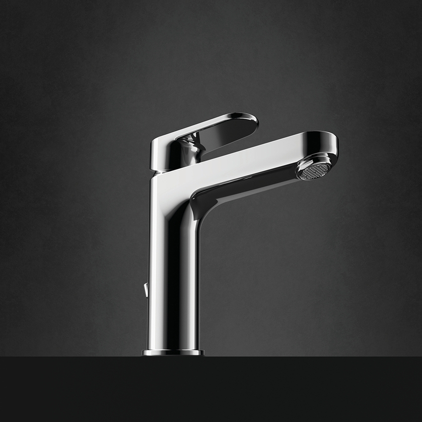 Immagine di Ideal Standard CERAFINE O miscelatore monocomando per lavabo H.18 cm, con asta di comando e scarico piletta da 1-1/4", finitura cromo BC699AA