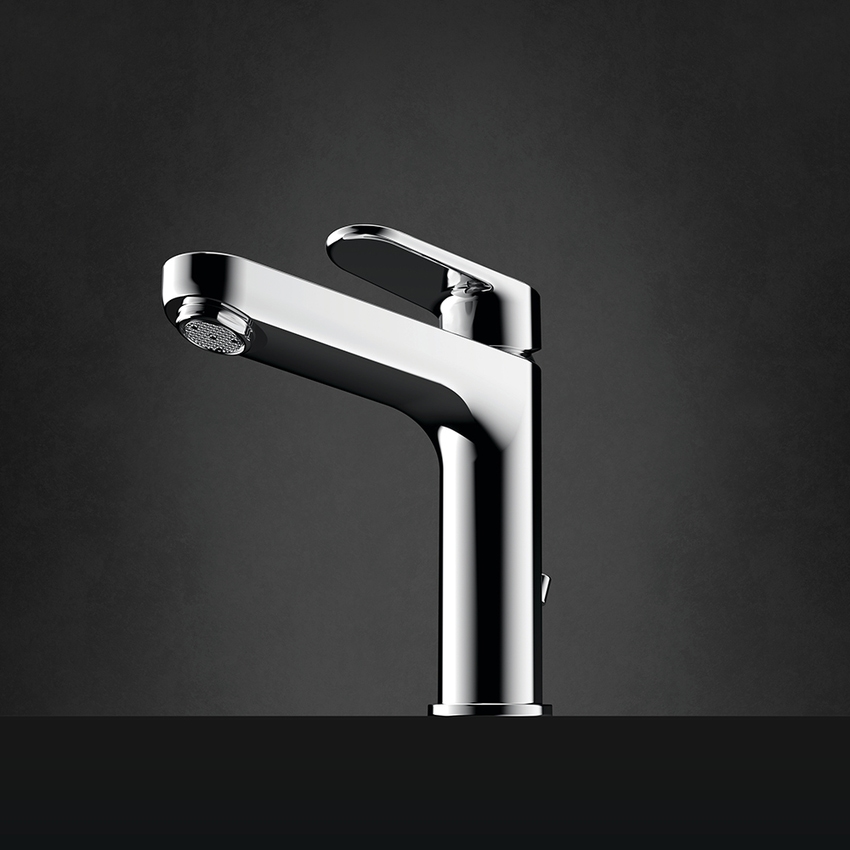 Immagine di Ideal Standard CERAFINE O miscelatore monocomando per lavabo H.18 cm, con asta di comando e scarico piletta da 1-1/4", finitura cromo BC699AA