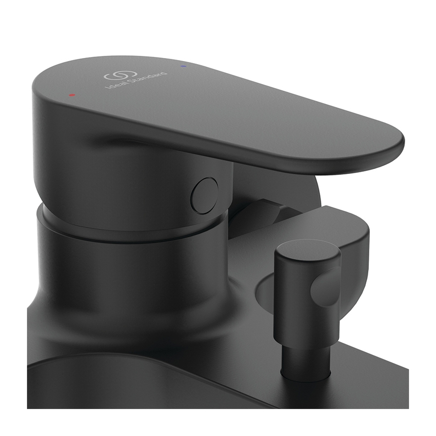 Immagine di Ideal Standard CERAFINE O miscelatore monocomando esterno per vasca/doccia, con doccetta 1 funzione, supporto a muro e tubo flessibile 150 cm, colore nero finitura opaco BC706XG