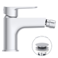 Immagine di Ideal Standard CERAFINE O miscelatore monocomando P.18 cm per bidet, scarico piletta Click-Clack, colore matt silver BD716SI