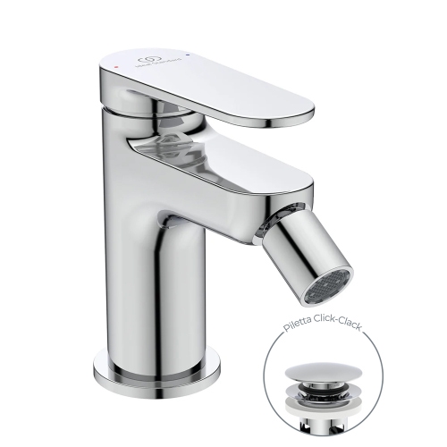 Immagine di Ideal Standard CERAFINE O miscelatore monocomando P.13 cm per bidet, scarico piletta Click-Clack, finitura cromo BD910AA