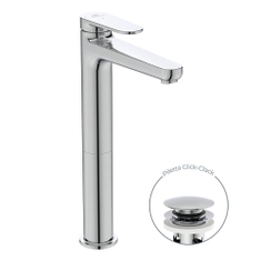 Immagine di Ideal Standard CERAFINE O miscelatore monocomando H.29 cm per lavabo, scarico piletta Click-Clack, con sistema BlueStart, finitura cromo BD966AA