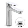Immagine di Ideal Standard CERAFINE O miscelatore monocomando H.17 cm per lavabo, scarico piletta Click-Clack e sistema BlueStart, finitura cromo BD772AA