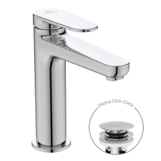 Immagine di Ideal Standard CERAFINE O miscelatore monocomando H.17 cm per lavabo, scarico piletta Click-Clack e sistema BlueStart, finitura cromo BD772AA