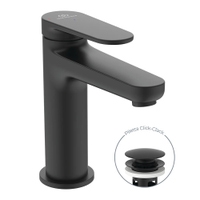 Immagine di Ideal Standard CERAFINE O miscelatore monocomando H.15 cm per lavabo, scarico piletta Click-Clack e sistema BlueStart, colore nero finitura opaco BD965XG