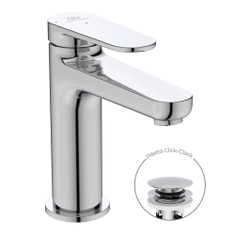 Immagine di Ideal Standard CERAFINE O miscelatore monocomando H.15 cm per lavabo, scarico piletta Click-Clack e sistema BlueStart, finitura cromo BD965AA