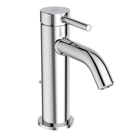 Immagine di Ideal Standard CERALINE miscelatore monocomando H.15 cm per lavabo, con asta di comando e scarico piletta da 1-1/4", finitura cromo BD846AA