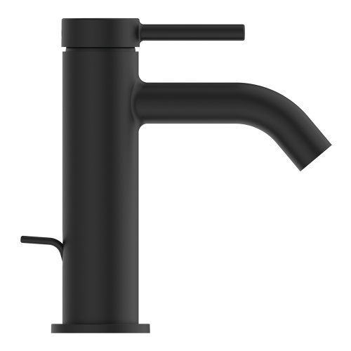 Immagine di Ideal Standard CERALINE miscelatore monocomando H.15 cm per lavabo, con asta di comando e scarico piletta da 1-1/4", colore nero finitura opaco BD846XG